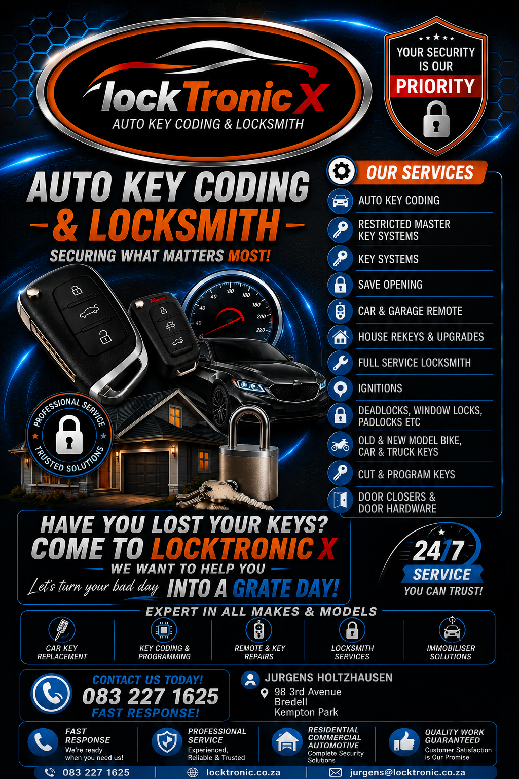 lockTronic X full service list including restricted master key systems and safe opening